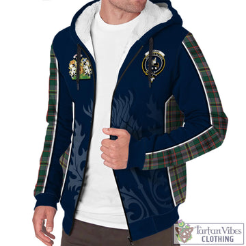 Craig Ancient Tartan Sherpa Hoodie with Family Crest and Scottish Thistle Vibes Sport Style