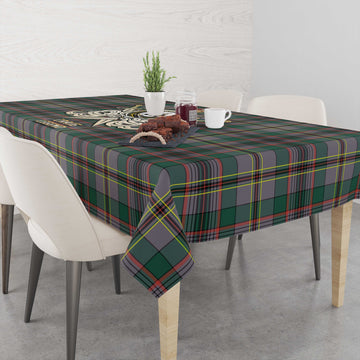 Craig Ancient Tartan Tablecloth with Clan Crest and the Golden Sword of Courageous Legacy