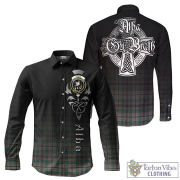 Craig Ancient Tartan Long Sleeve Button Up Featuring Alba Gu Brath Family Crest Celtic Inspired