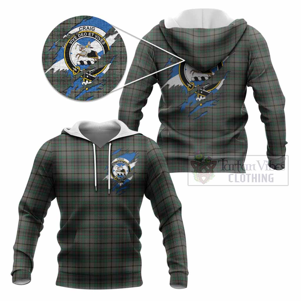 Craig Clan Crest In Me Tartan Knitted Hoodie Scotland Flag Style
