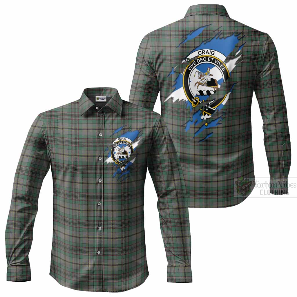 Craig Clan Crest In Me Tartan Long Sleeve Button Shirts Scotland Flag Style