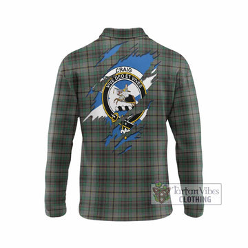 Craig Clan Crest In Me Tartan Long Sleeve Polo Shirt Scotland Flag Style