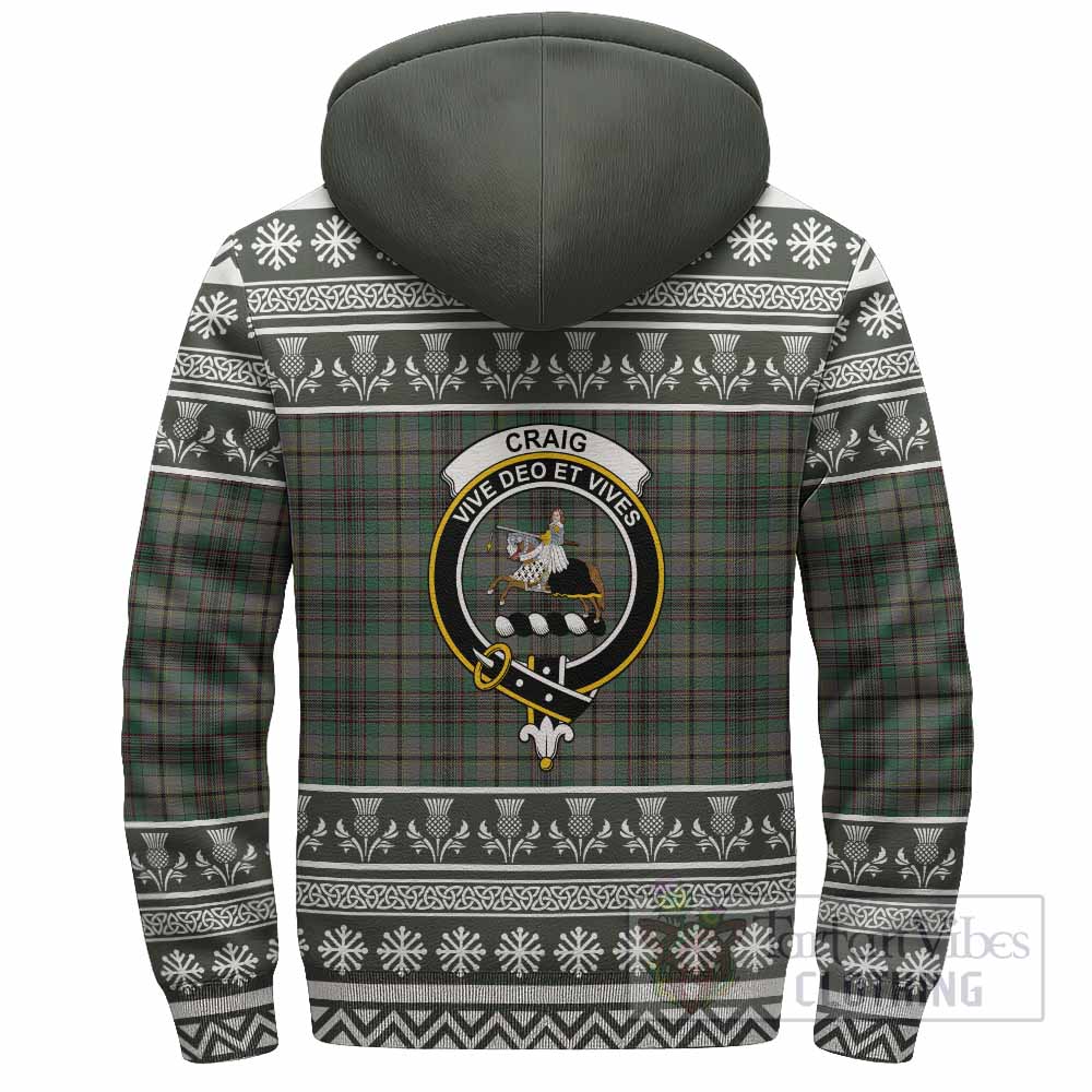 Craig Clan Tartan Christmas Fleece Hoodie with Family Crest - Tartan Vibes Clothing