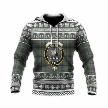 Craig Clan Tartan Christmas Knitted Hoodie with Family Crest