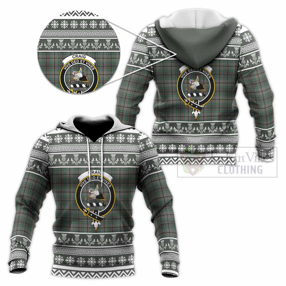 Craig Clan Tartan Christmas Knitted Hoodie with Family Crest - Tartan Vibes Clothing