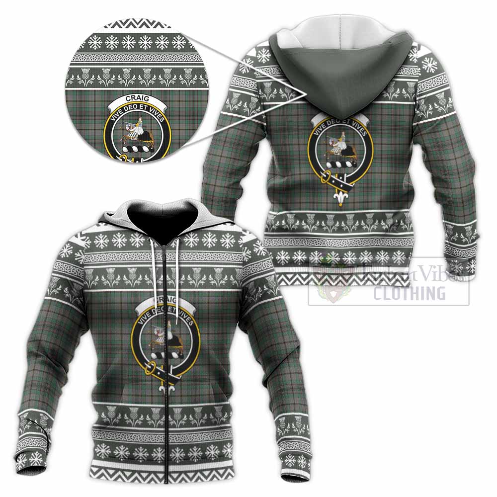 Craig Clan Tartan Christmas Knitted Hoodie with Family Crest - Tartan Vibes Clothing