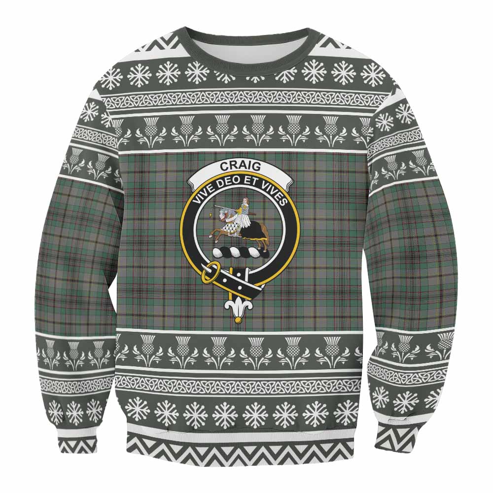 Craig Clan Tartan Christmas Sweatshirt with Family Crest - Tartan Vibes Clothing