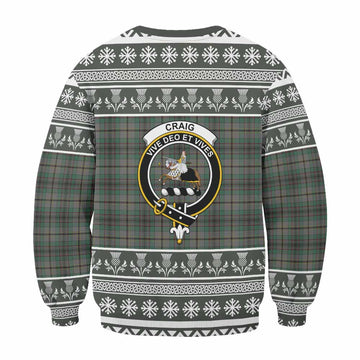 Craig Clan Tartan Christmas Sweatshirt with Family Crest