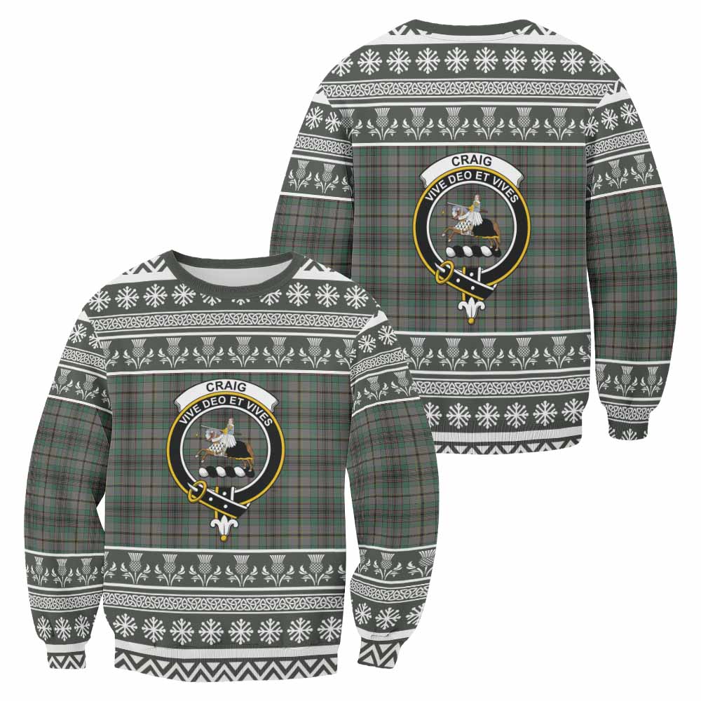 Craig Clan Tartan Christmas Sweatshirt with Family Crest - Tartan Vibes Clothing