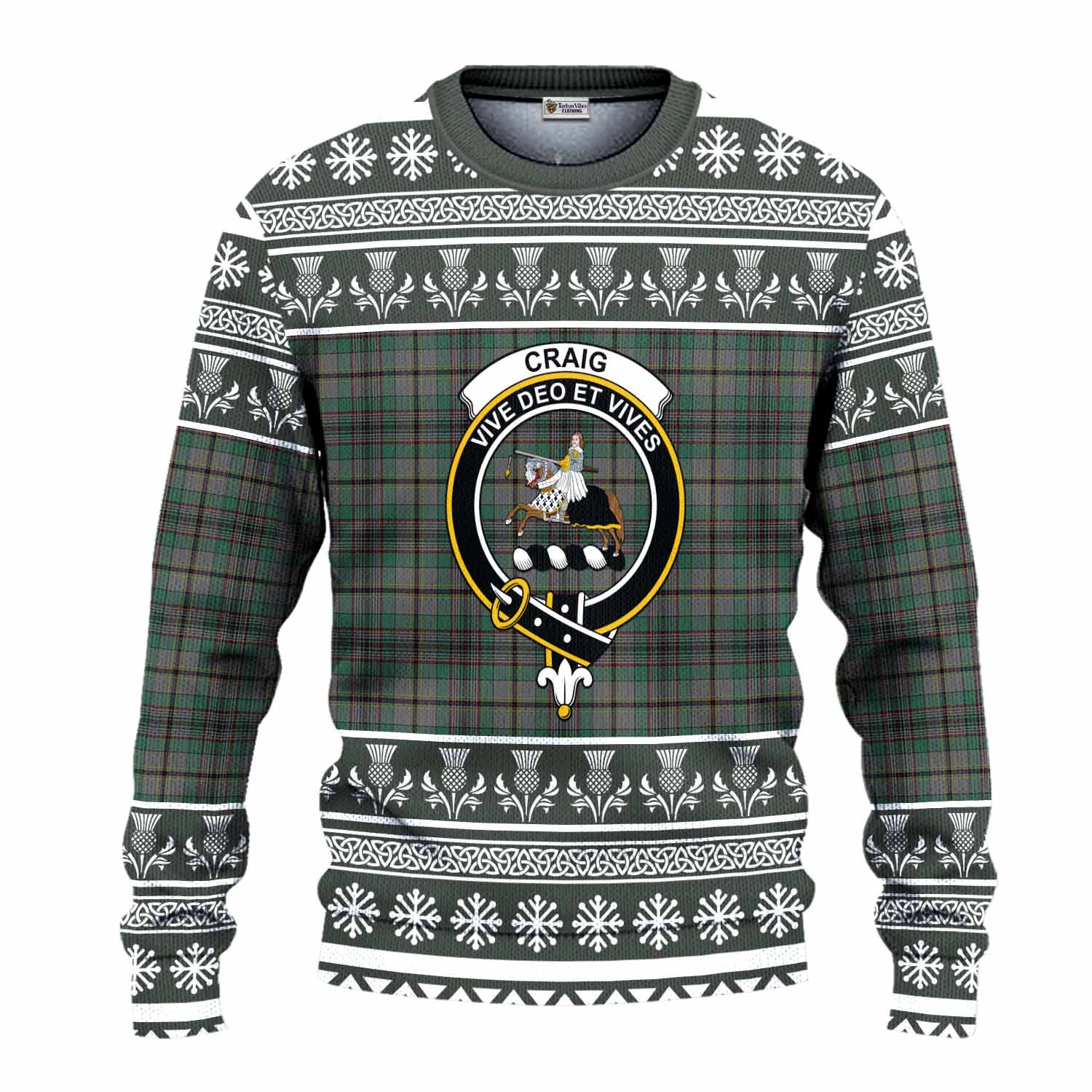 Craig Clan Tartan Christmas Ugly Sweater with Family Crest - Tartan Vibes Clothing