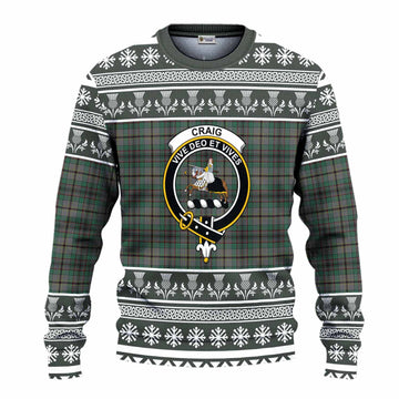 Craig Clan Tartan Christmas Ugly Sweater with Family Crest