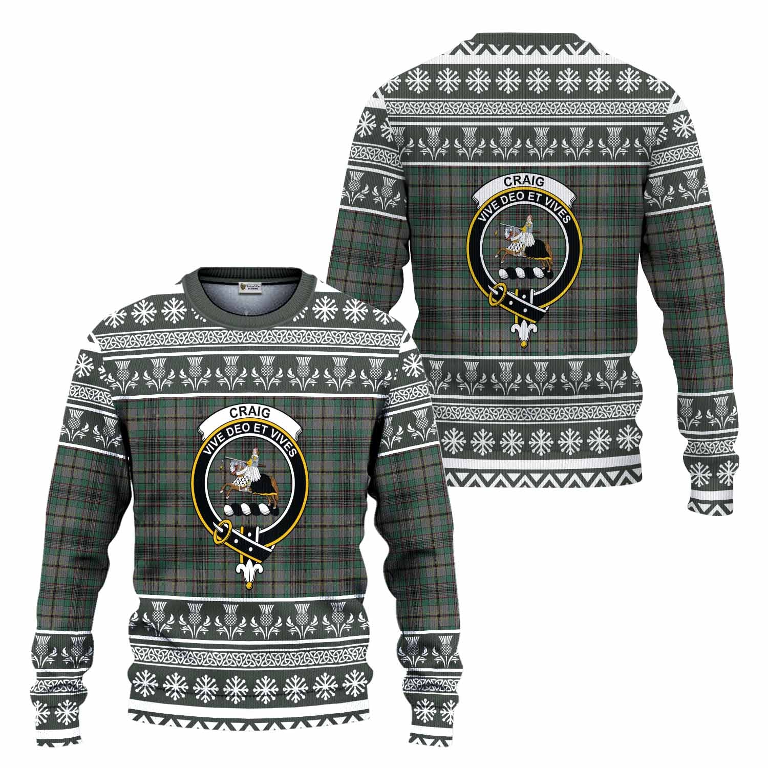 Craig Clan Tartan Christmas Ugly Sweater with Family Crest - Tartan Vibes Clothing