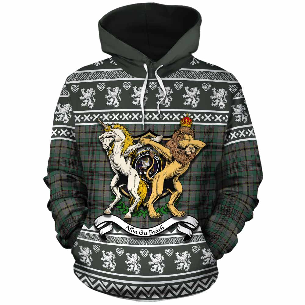 Craig Clan Tartan Crest Christmas Cotton Hoodie Coat of Arms Funny Style - Tartan Vibes Clothing