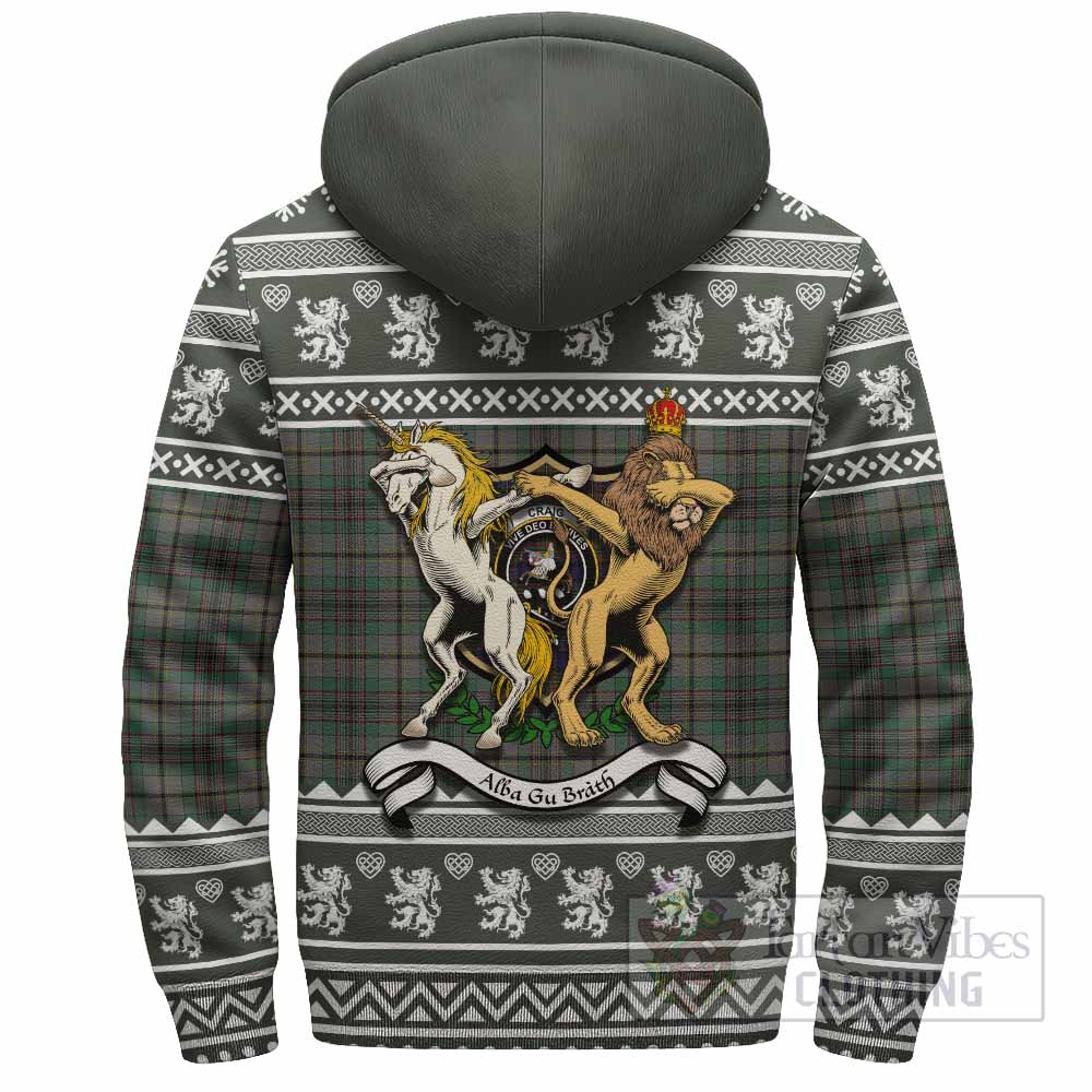 Craig Clan Tartan Crest Christmas Fleece Hoodie Coat of Arms Funny Style - Tartan Vibes Clothing
