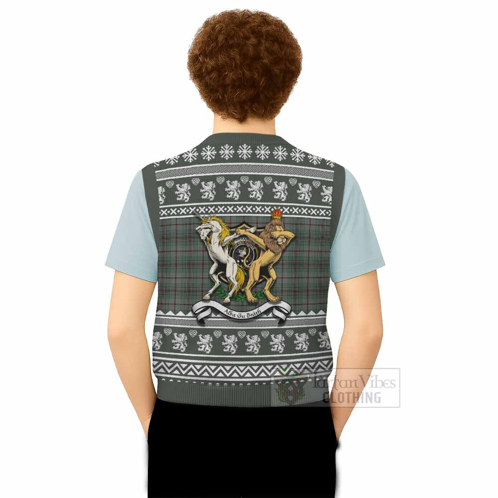Craig Clan Tartan Crest Christmas Knitted V-Neck Vest Coat of Arms Funny Style - Tartan Vibes Clothing