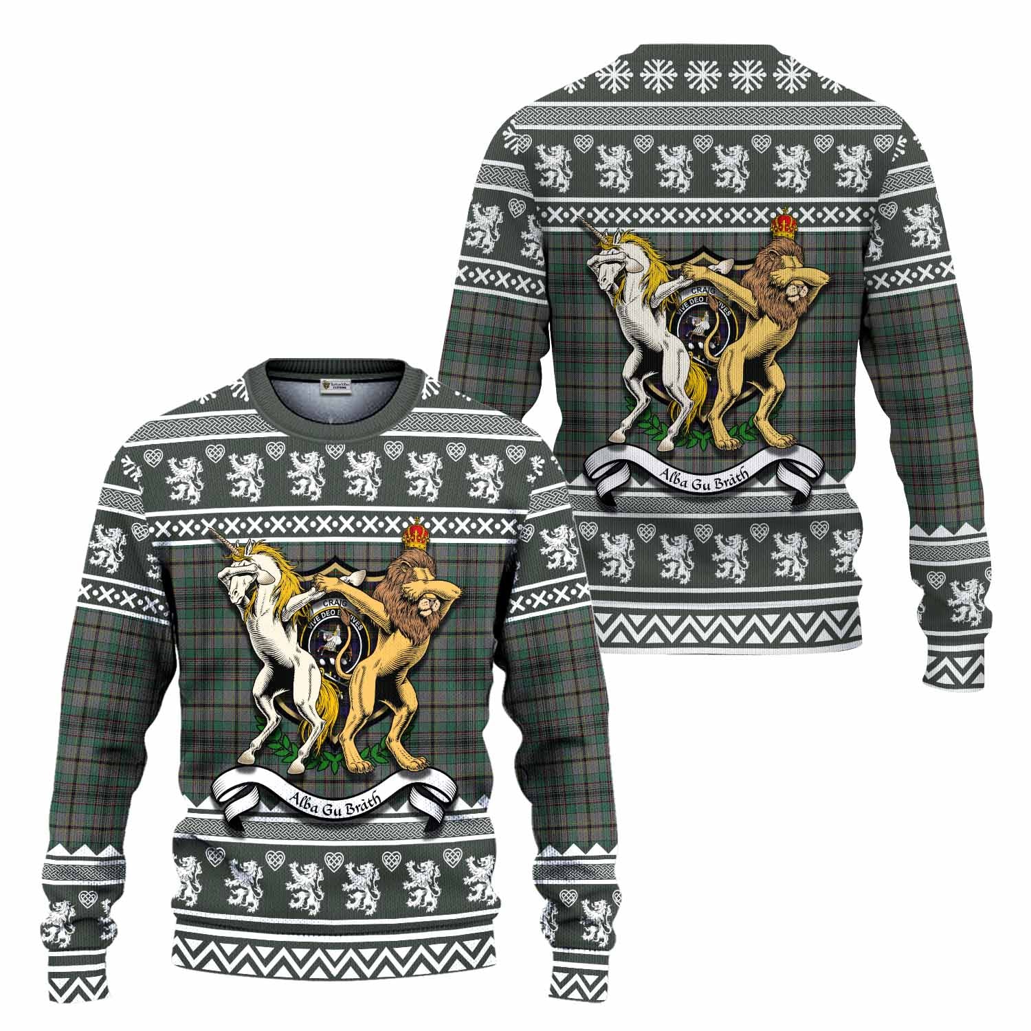 Craig Clan Tartan Crest Christmas Ugly Sweater Coat of Arms Funny Style - Tartan Vibes Clothing