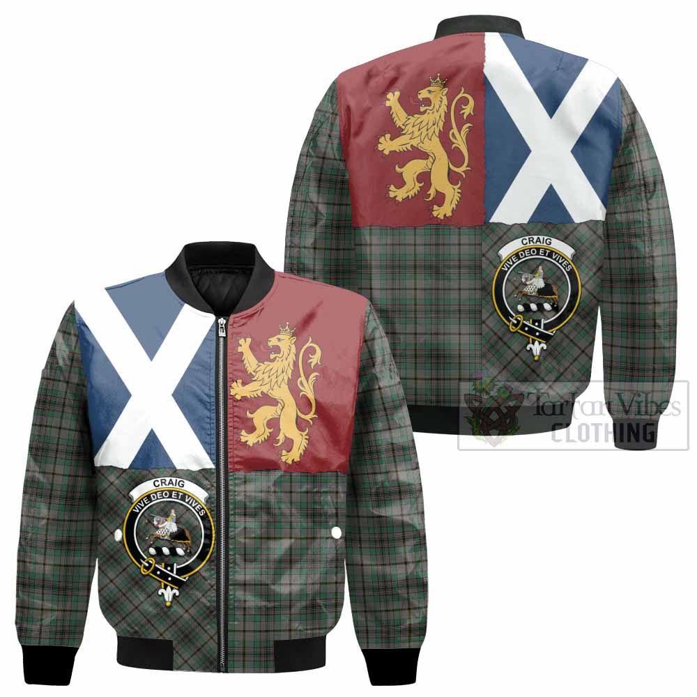 Craig Crest Tartan Bomber Jacket with Lion Rampant Saltire Style