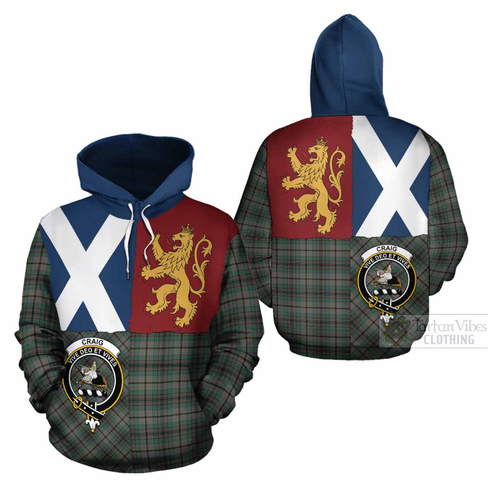 Craig Crest Tartan Cotton Hoodie with Lion Rampant Saltire Style - Tartan Vibes Clothing