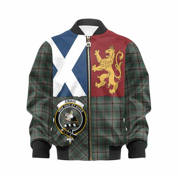Craig Crest Tartan Kid Bomber Jacket with Lion Rampant Saltire Style