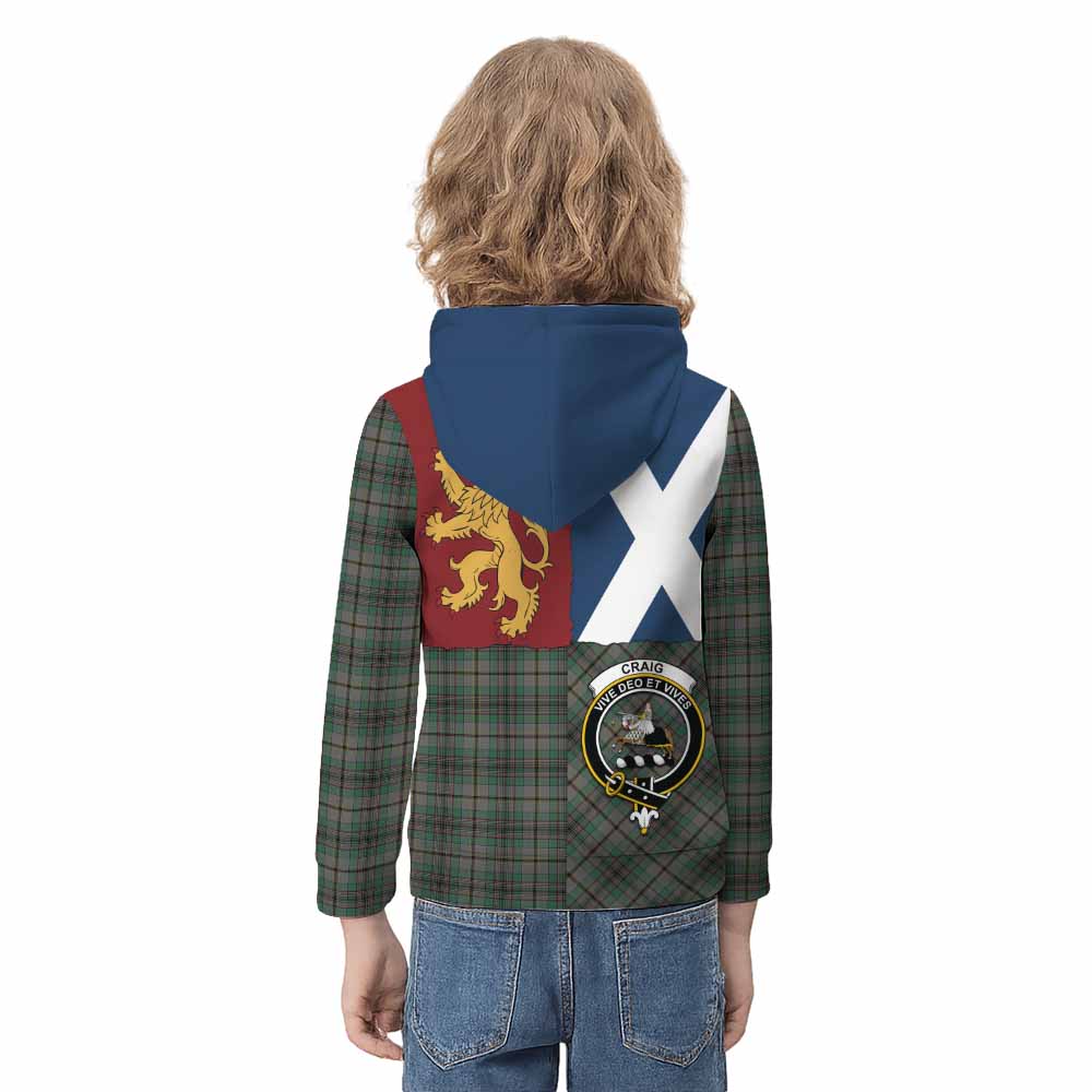 Craig Crest Tartan Kid Hoodie with Lion Rampant Saltire Style - Tartan Vibes Clothing