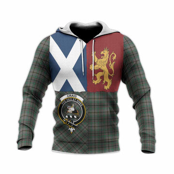Craig Crest Tartan Knitted Hoodie with Lion Rampant Saltire Style