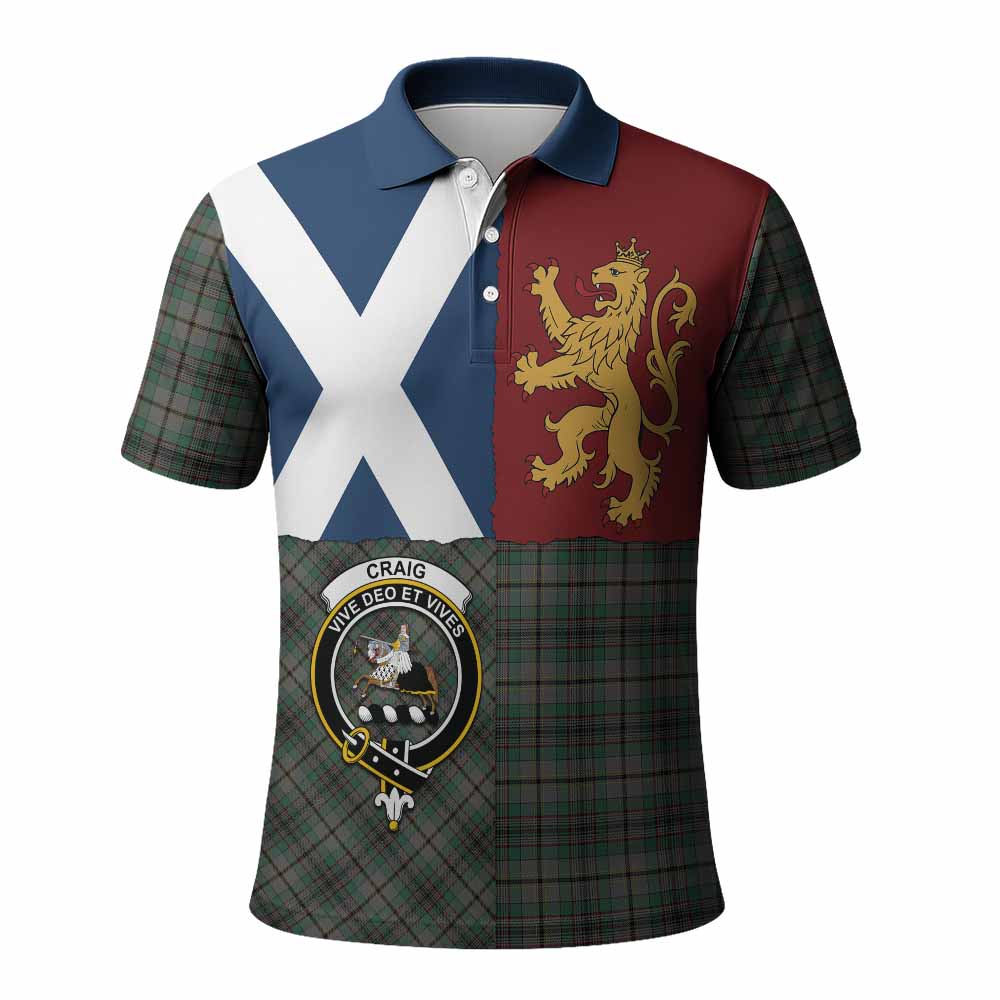 Craig Crest Tartan Polo Shirt with Lion Rampant Saltire Style