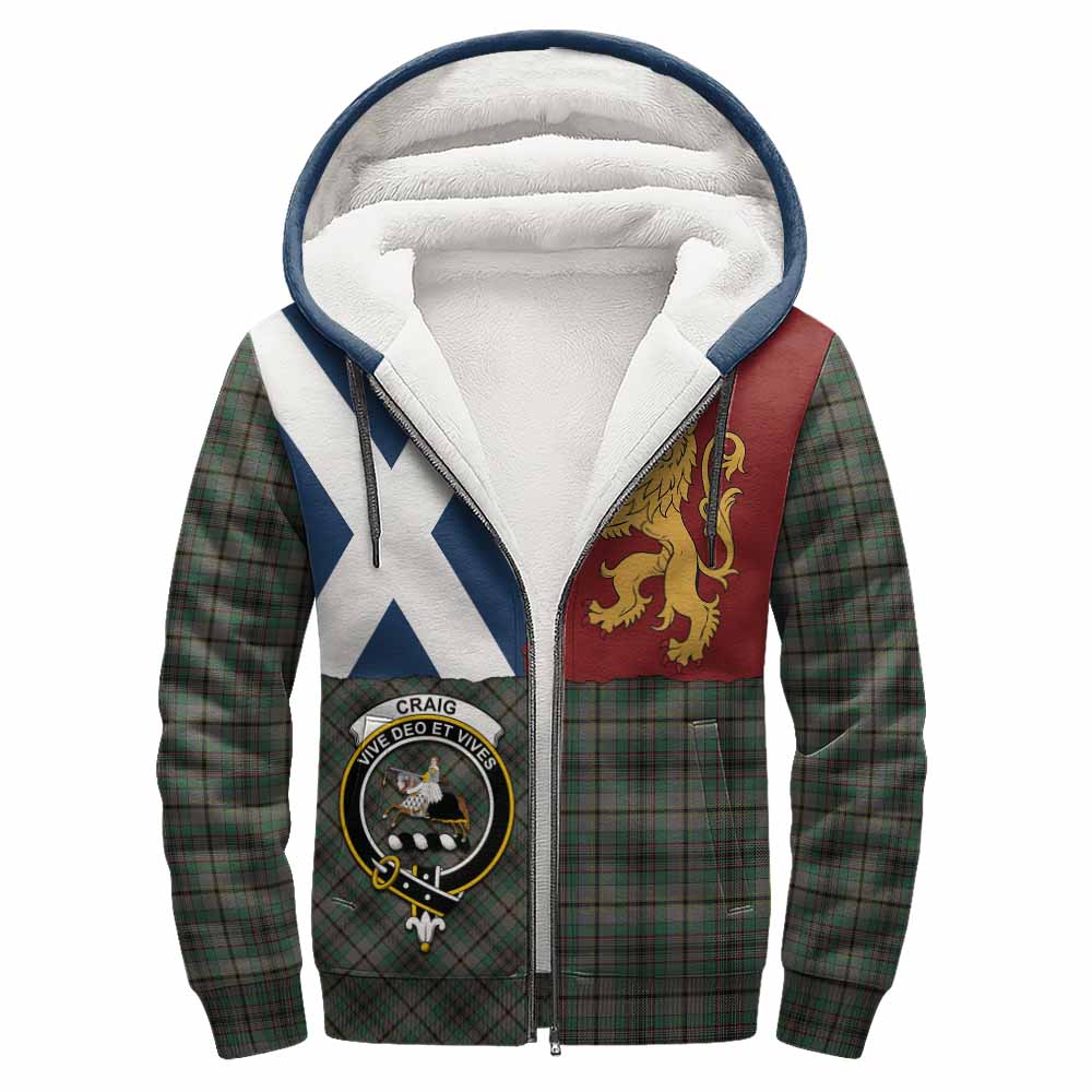 Craig Crest Tartan Sherpa Hoodie with Lion Rampant Saltire Style
