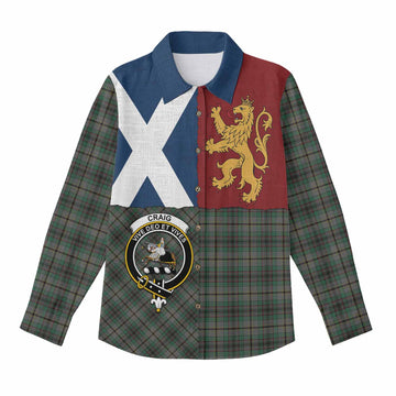 Craig Crest Tartan Women Casual Shirt with Lion Rampant Saltire Style