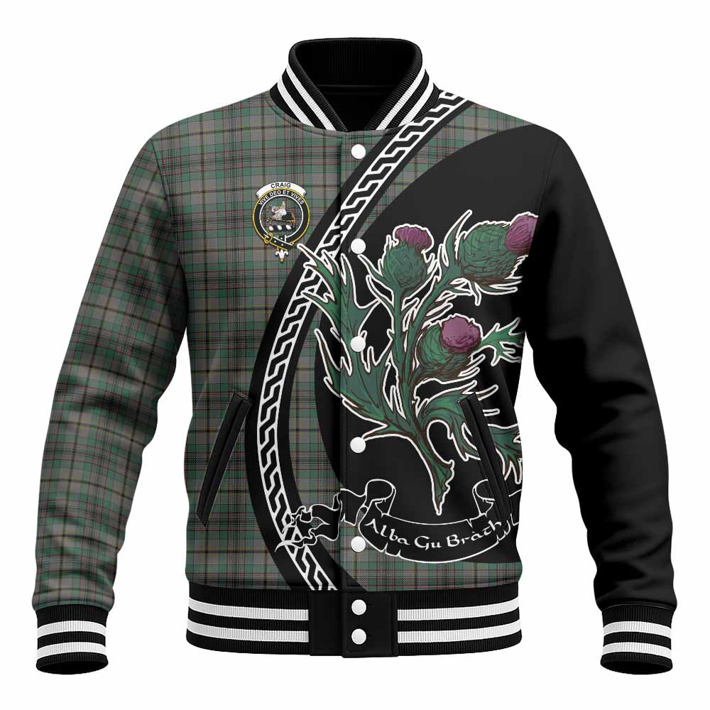 Craig Family Crest Tartan Baseball Jacket Alba Thistle Inspired - Tartan Vibes Clothing