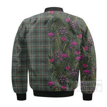 Craig Family Crest Tartan Bomber Jacket Scottish Thistle Flower Pattern Half Style