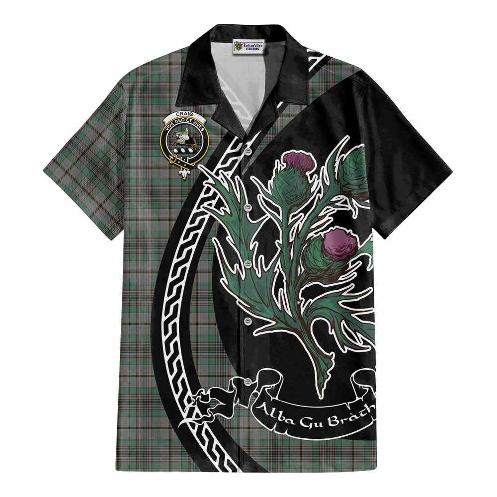 Craig Family Crest Tartan Cotton Hawaiian Shirt Alba Thistle Inspired - Tartan Vibes Clothing