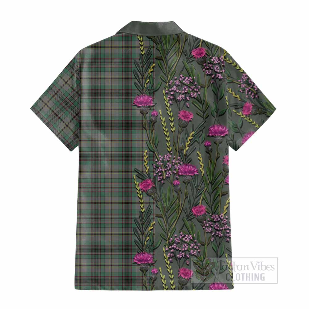 Craig Family Crest Tartan Cotton Hawaiian Shirt Scottish Thistle Flower Pattern Half Style - Tartan Vibes Clothing