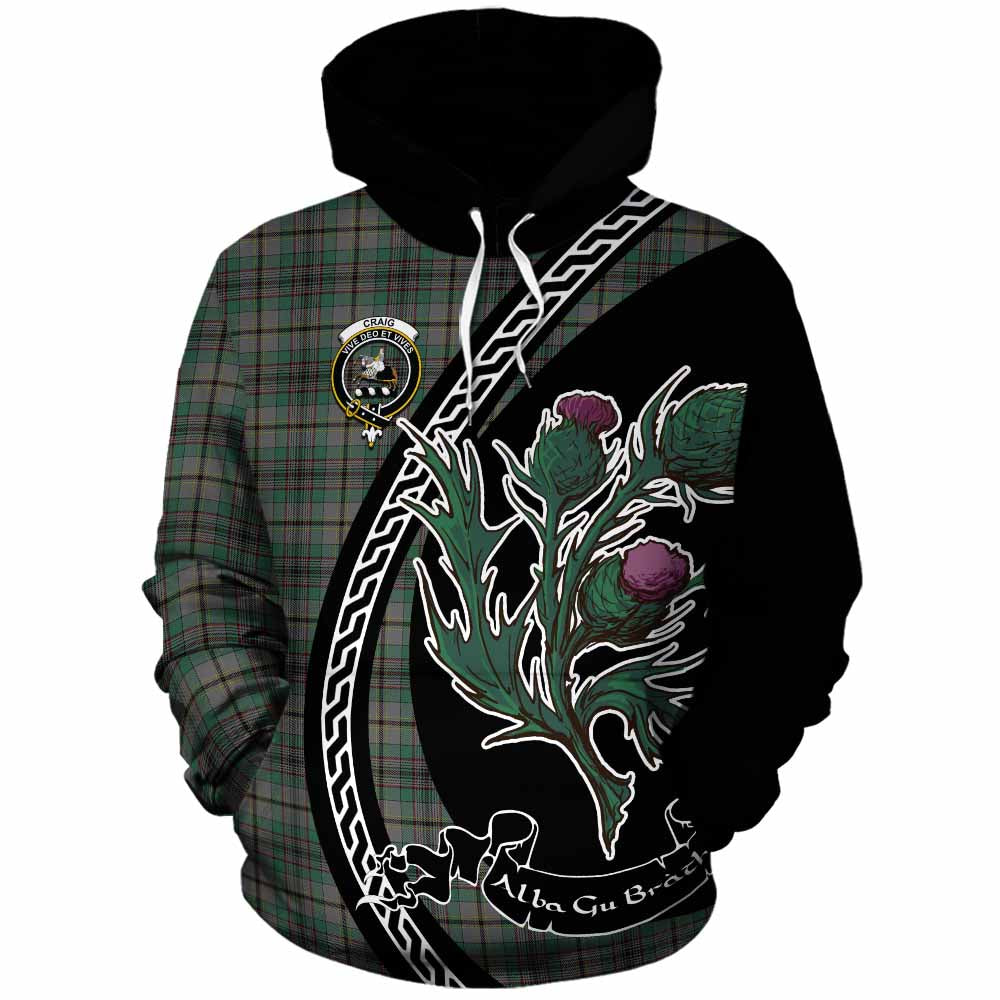 Craig Family Crest Tartan Cotton Hoodie Alba Thistle Inspired - Tartan Vibes Clothing