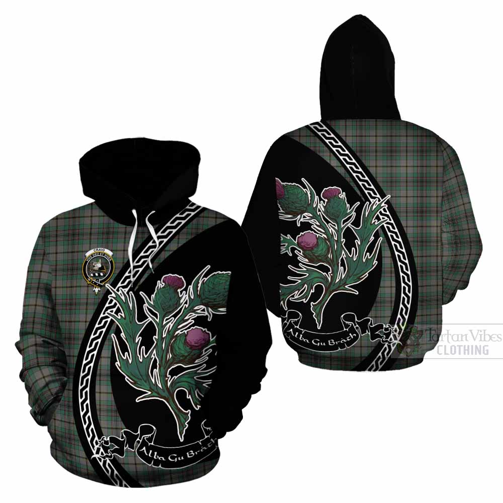 Craig Family Crest Tartan Cotton Hoodie Alba Thistle Inspired - Tartan Vibes Clothing
