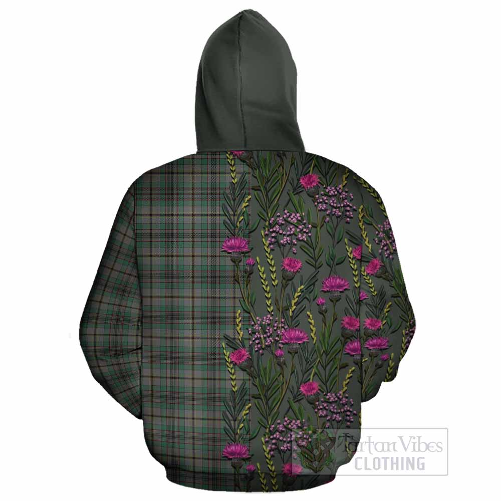 Craig Family Crest Tartan Cotton Hoodie Scottish Thistle Flower Pattern Half Style - Tartan Vibes Clothing