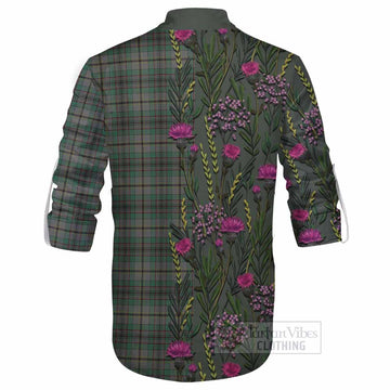Craig Family Crest Tartan Ghillie Shirt Scottish Thistle Flower Pattern Half Style