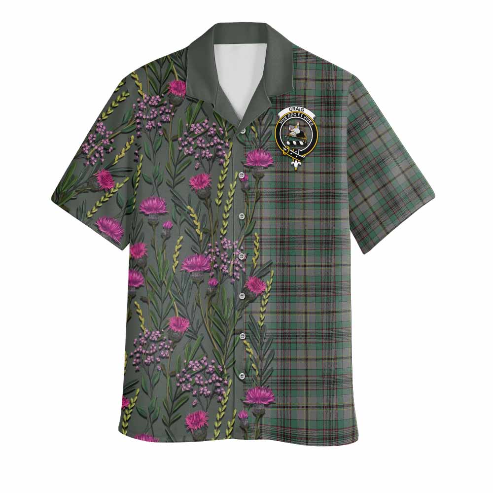 Craig Family Crest Tartan Hawaiian Shirt Scottish Thistle Flower Pattern Half Style - Tartan Vibes Clothing