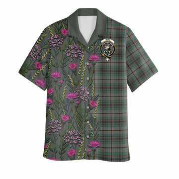 Craig Family Crest Tartan Hawaiian Shirt Scottish Thistle Flower Pattern Half Style