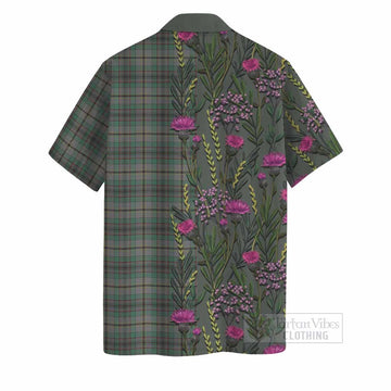 Craig Family Crest Tartan Hawaiian Shirt Scottish Thistle Flower Pattern Half Style
