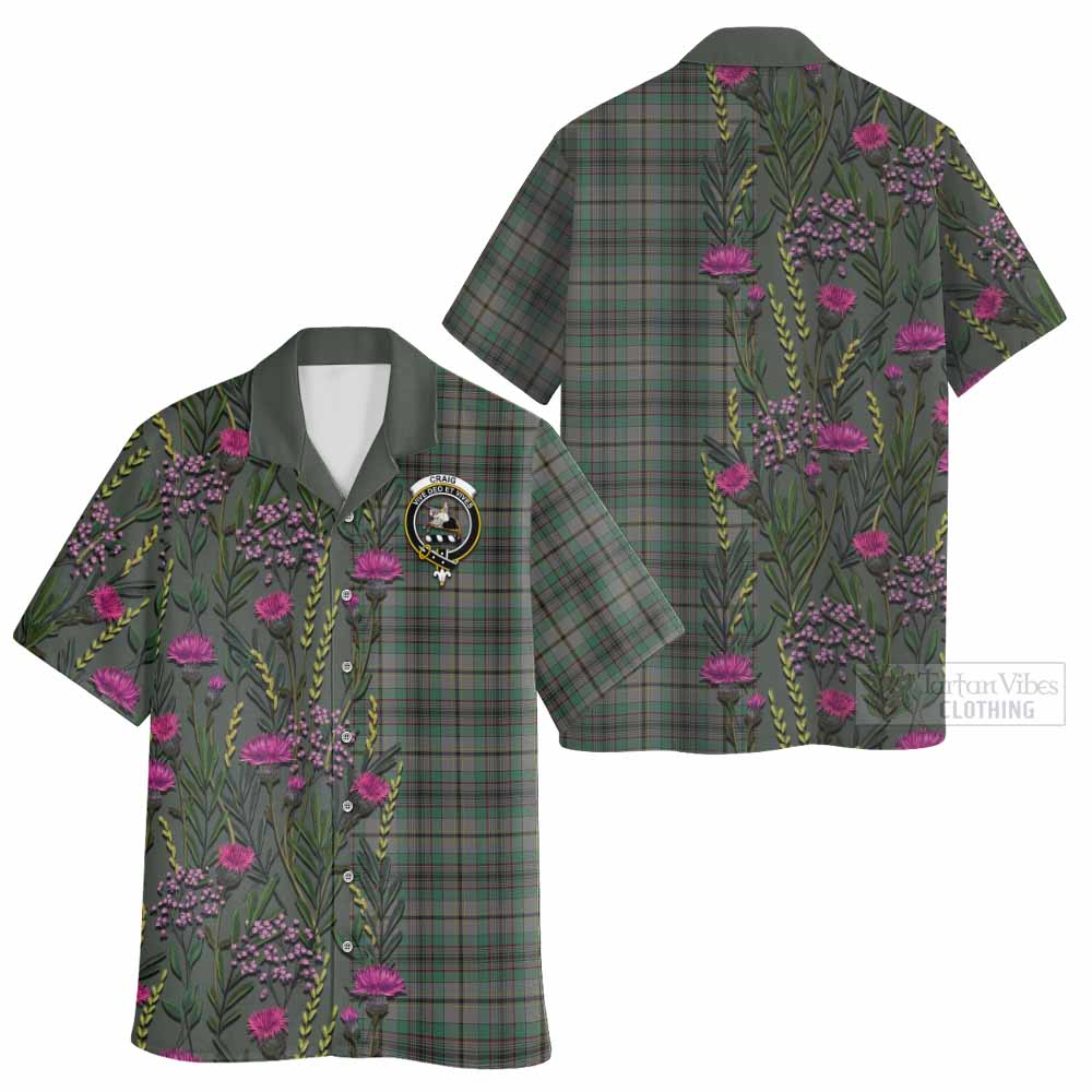 Craig Family Crest Tartan Hawaiian Shirt Scottish Thistle Flower Pattern Half Style - Tartan Vibes Clothing