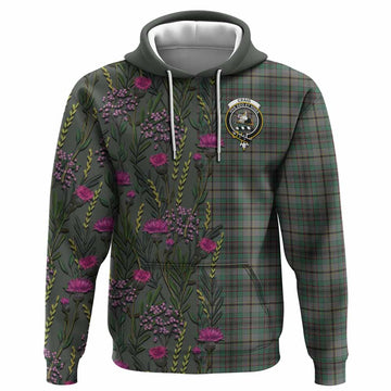 Craig Family Crest Tartan Hoodie Scottish Thistle Flower Pattern Half Style