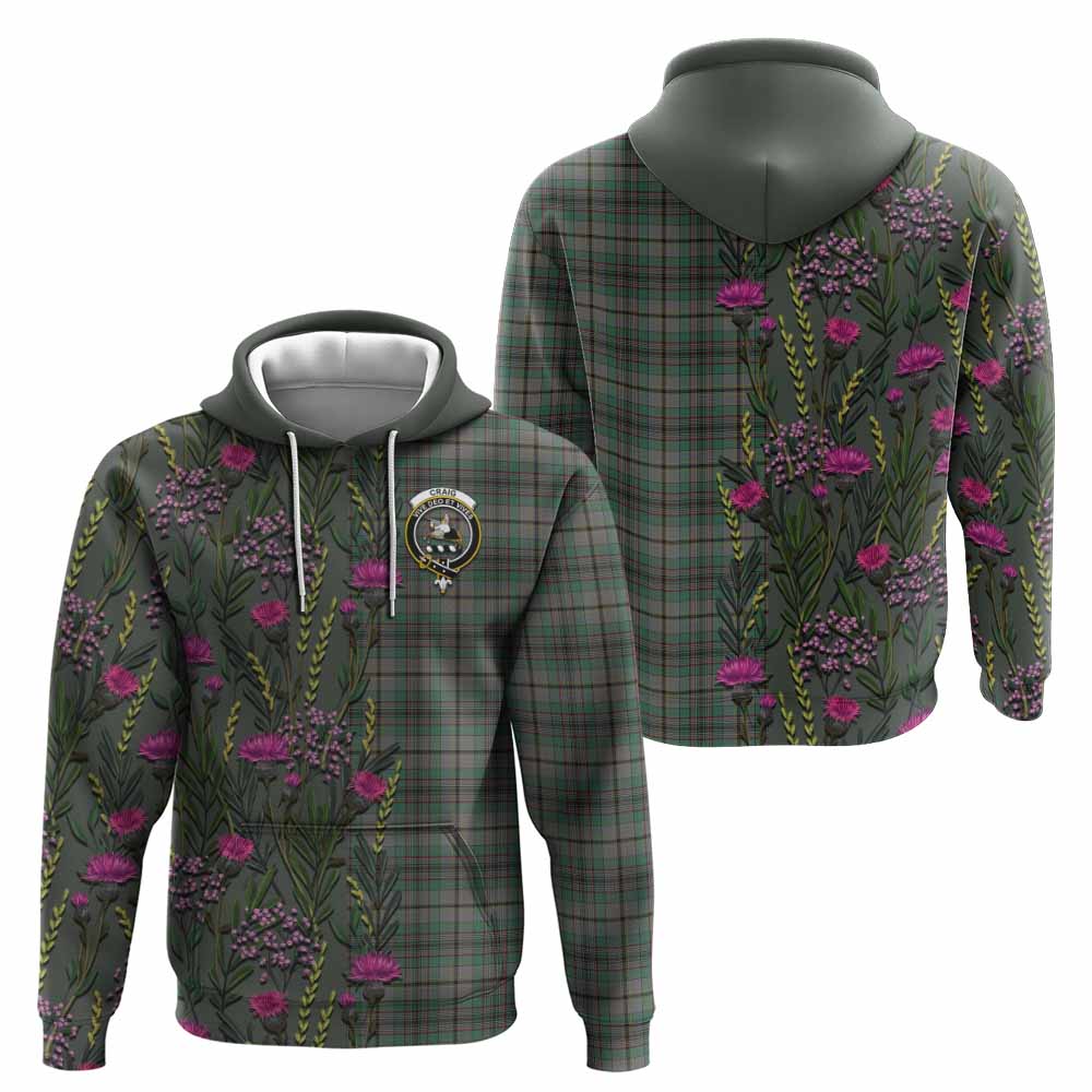 Craig Family Crest Tartan Hoodie Scottish Thistle Flower Pattern Half Style - Tartan Vibes Clothing