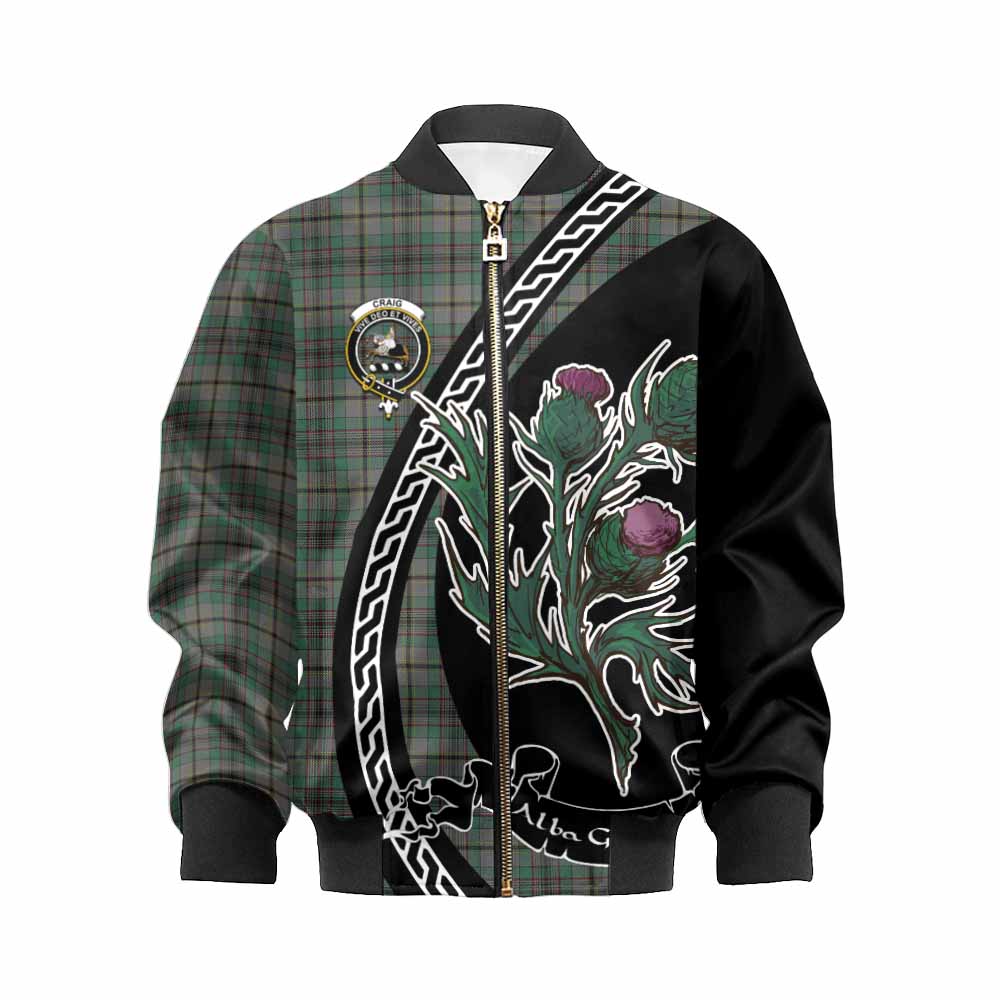Craig Family Crest Tartan Kid Bomber Jacket Alba Thistle Inspired - Tartan Vibes Clothing