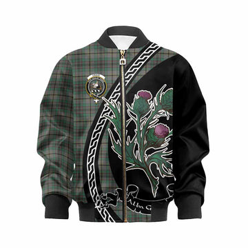 Craig Family Crest Tartan Kid Bomber Jacket Alba Thistle Inspired