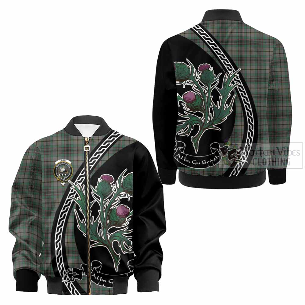 Craig Family Crest Tartan Kid Bomber Jacket Alba Thistle Inspired - Tartan Vibes Clothing