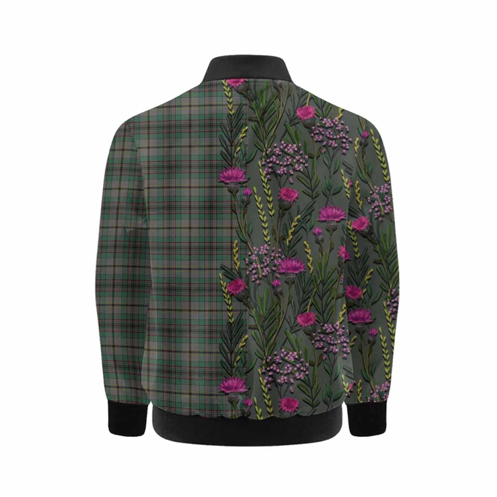 Craig Family Crest Tartan Kid Bomber Jacket Scottish Thistle Flower Pattern Half Style - Tartan Vibes Clothing