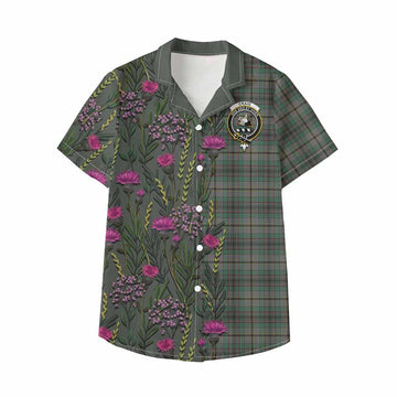 Craig Family Crest Tartan Kid Hawaiian Shirt Scottish Thistle Flower Pattern Half Style