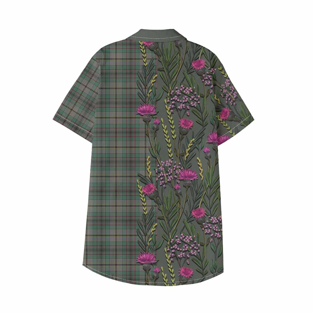 Craig Family Crest Tartan Kid Hawaiian Shirt Scottish Thistle Flower Pattern Half Style - Tartan Vibes Clothing