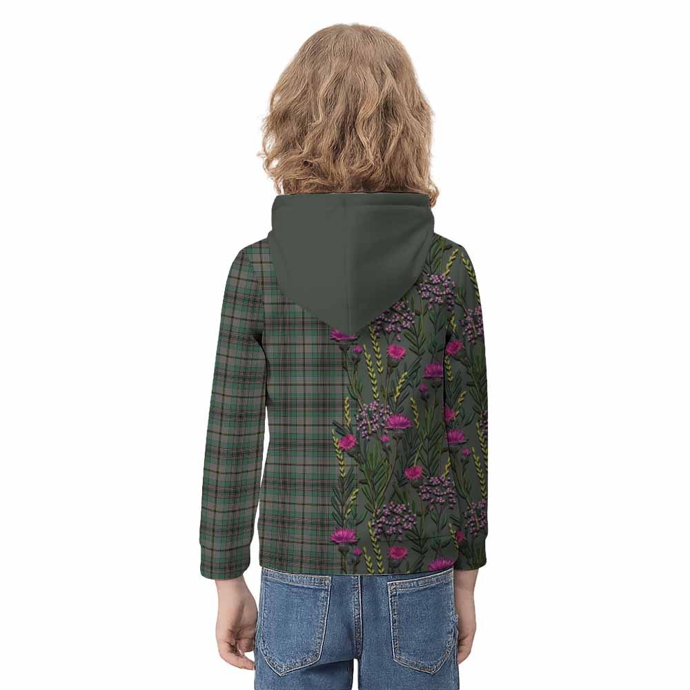 Craig Family Crest Tartan Kid Hoodie Scottish Thistle Flower Pattern Half Style - Tartan Vibes Clothing