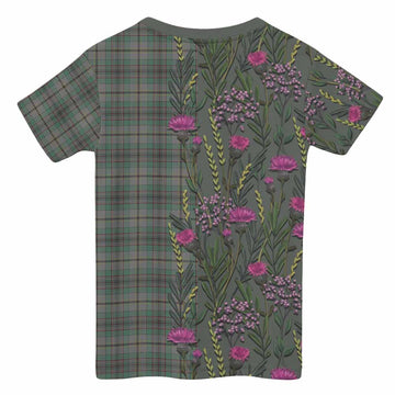 Craig Family Crest Tartan Kid T-shirt Scottish Thistle Flower Pattern Half Style